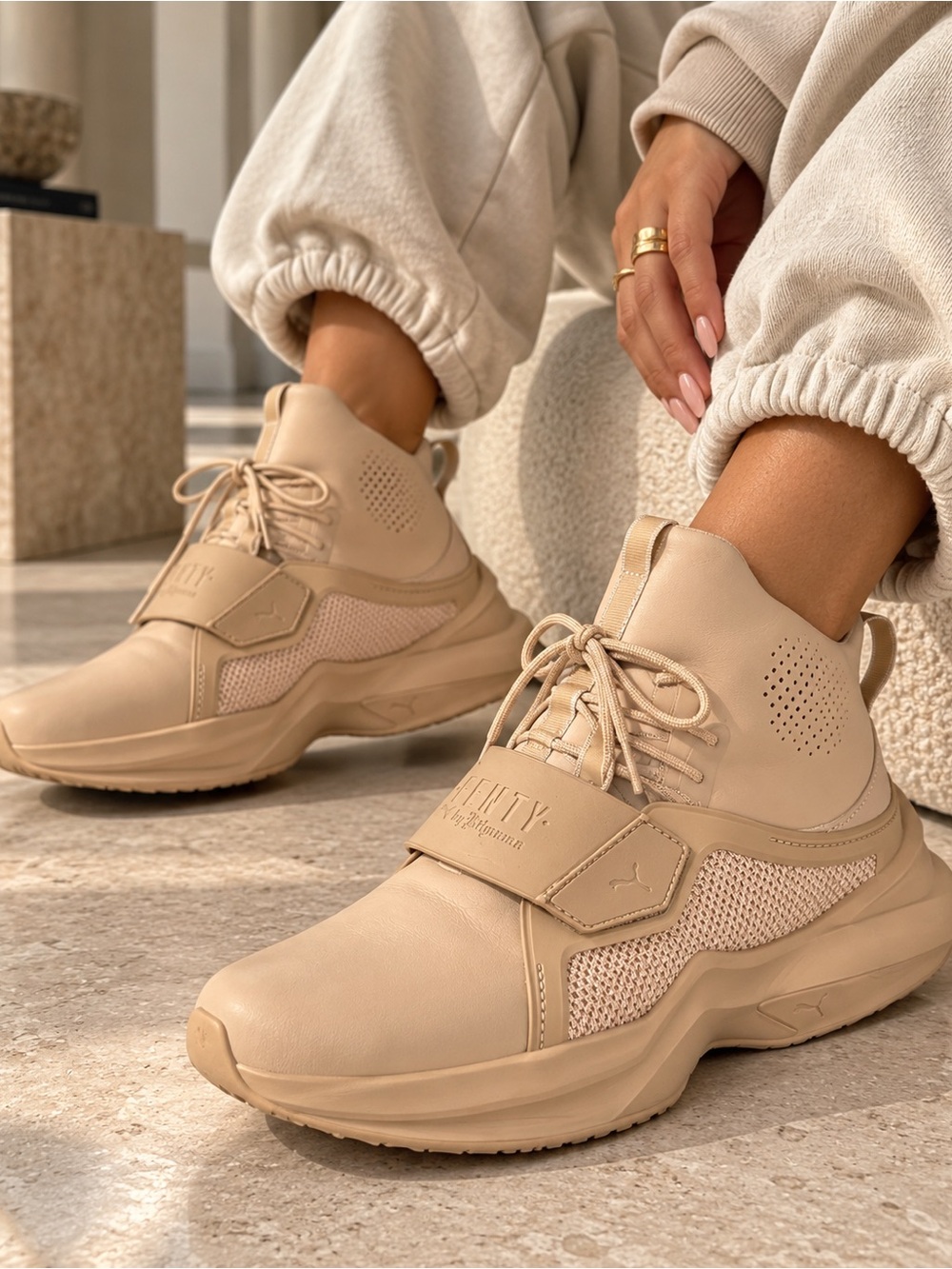 Fenty X Puma Women's Beige High-Top Chunky Sneakers